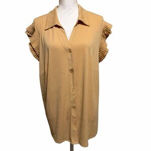 NWOT Adrianna Papell pleated cap sleeve button up blouse women's size 3x